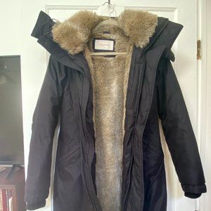 Aritzia Babaton Oskar Fur Lined Black Parka Coat